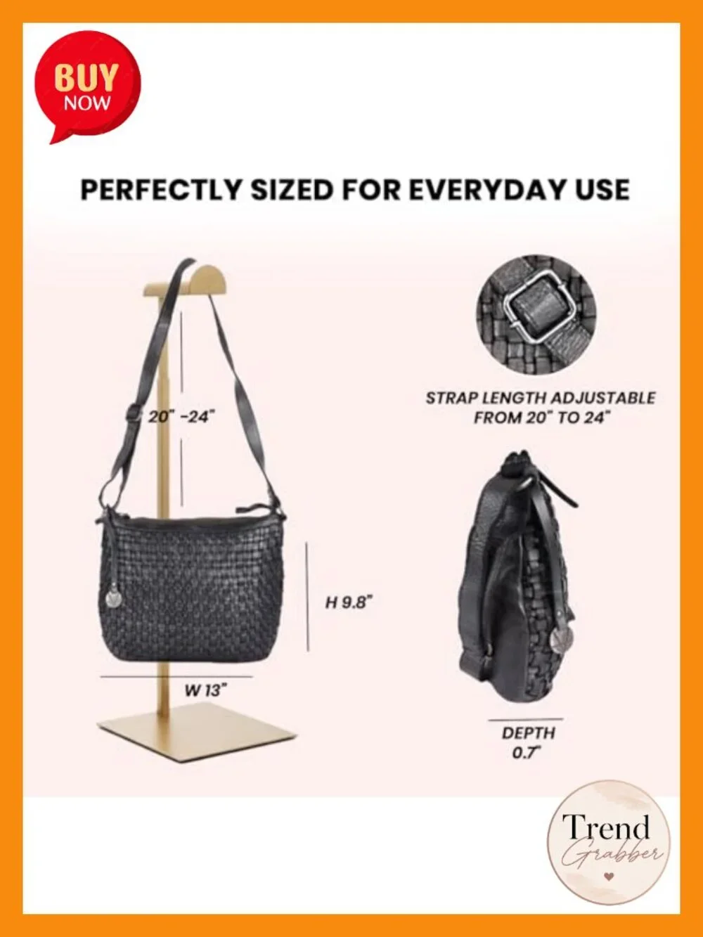 Genuine Leather Crossbody Sling Bag Purse for Women Adjustable Strap Handbag